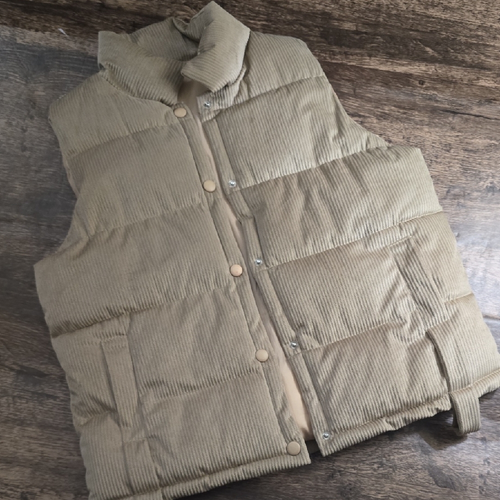 SHEIN Men's Corduroy Quilted Puffer Vest in Tan‎ Sz S